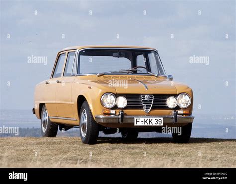 Car, Alfa Romeo Giulia 1750, sedan, yellow, ocker, model year approx ...