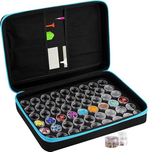 Diamond Painting Storage Case, 54pcs Art Organizer Bead Storage Containers with Plastic Jars ...