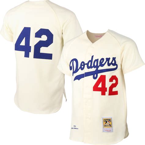 Mens Brooklyn Dodgers Jackie Robinson Mitchell & Ness Cream MLB ...