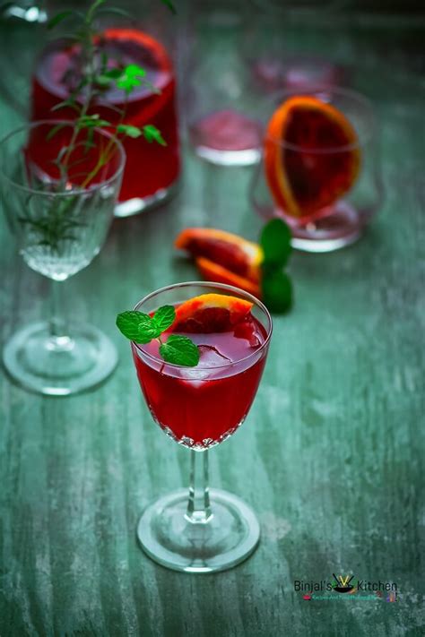 Blood Orange Gin Cocktail Drink - Binjal's VEG Kitchen