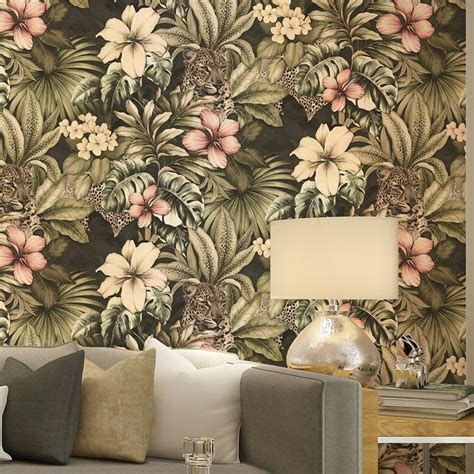 Jungle and Leopard Rainforest Floral Tropical Wallpaper | BVM Home