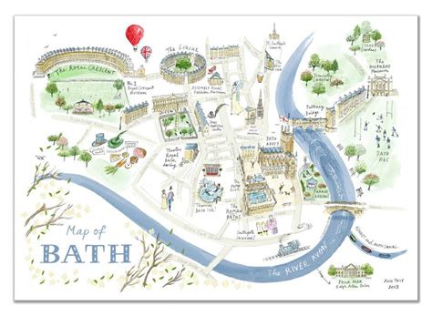 Alice Tait 'Map of Bath' Print | Bath map, Bath england map, England map