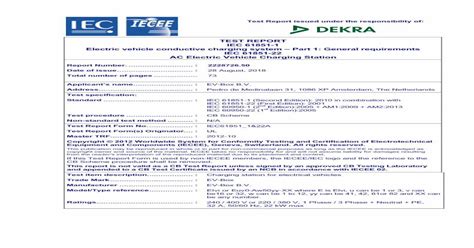 TEST REPORT IEC 61851-1 Electric vehicle conductive charging … · 2018. 11. 23. · This Test ...