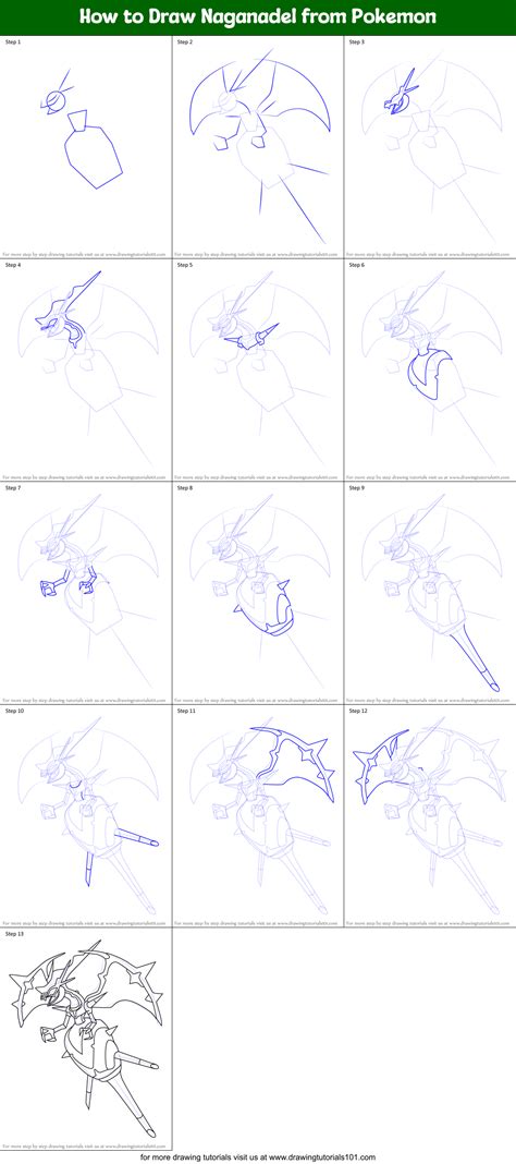 How to Draw Naganadel from Pokemon printable step by step drawing sheet ...