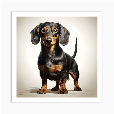 Portrait Of Black & Tan Dachshund Art Print by Lozzerly - Fy