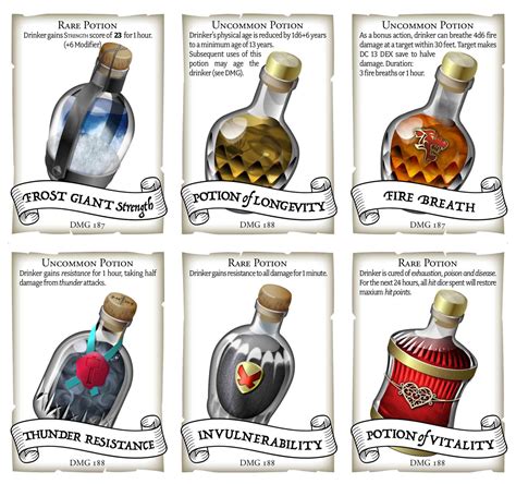 Potion Cards for 5e — Dungeon Master's Guide potions — CryptoCartographer