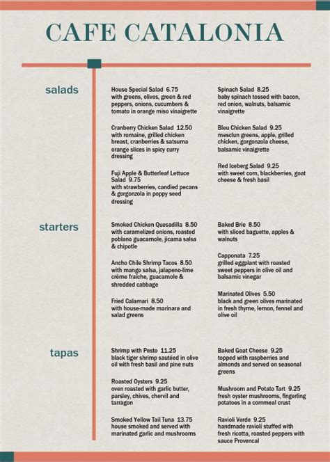 Spanish Street Cafe A4 Menu Design Template by MustHaveMenus