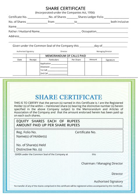 Company Share Certificate