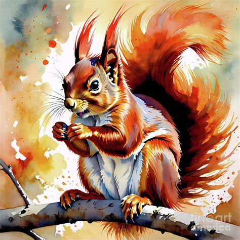 Red Squirrel Watercolor Painting Painting by Ingo Klotz - Fine Art America