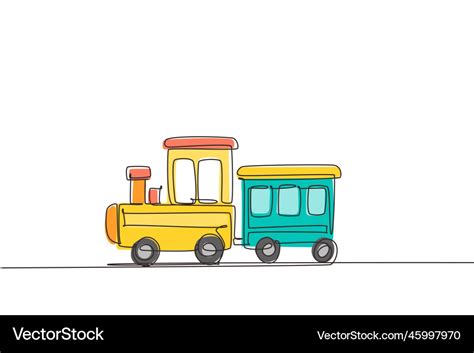 Continuous one line drawing toy train cute Vector Image