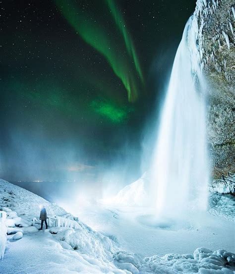 Magical moments at Seljalandsfoss Iceland. Be careful here in the winter its super icy and one ...