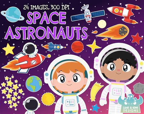 Space Astronauts Clipart Instant Download Vector Art | Etsy | Clip art, Astronauts in space ...