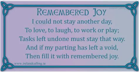 Remembered Joy Irish Funeral Poem