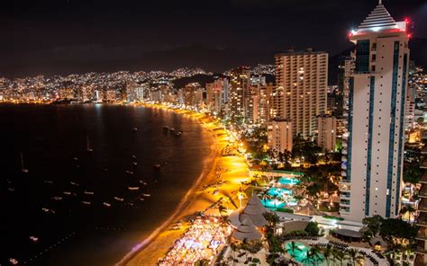 Download wallpapers Acapulco, Mexico, evening, coast, beach, resort ...