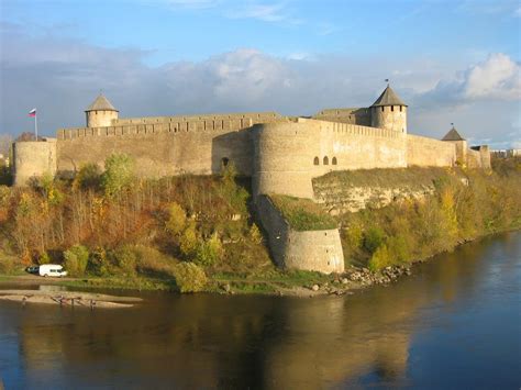 Narva, Estonia-this castle is actually a picture of a Russian castle. The person taking the ...