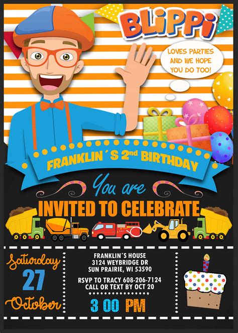 Blippi Birthday Party Invitation 2 | Fantastic Invite