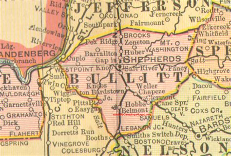 Bullitt County, Kentucky 1905 Map Shepherdsville