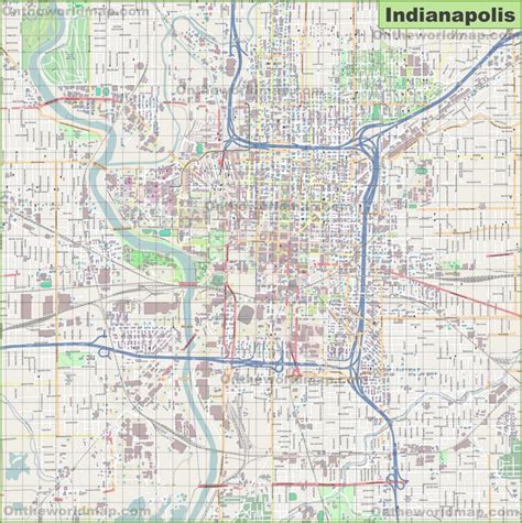 Large detailed map of Indianapolis - Ontheworldmap.com