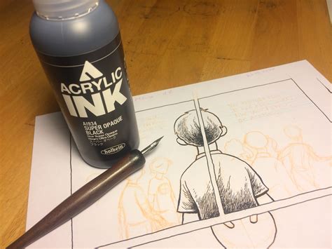 Working with acrylic ink – Holbein Super Opaque Black