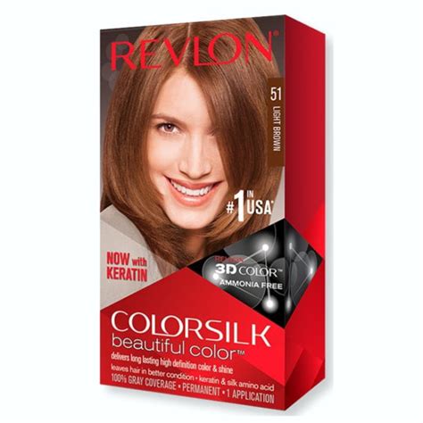 Revlon Colorsilk Beautiful Permanent Hair Color, 51 Light Brown, 6 Pack ...