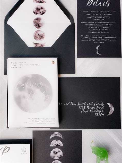 Celestial wedding invitation set, Bohemian Moon wedding invite {Lunar}