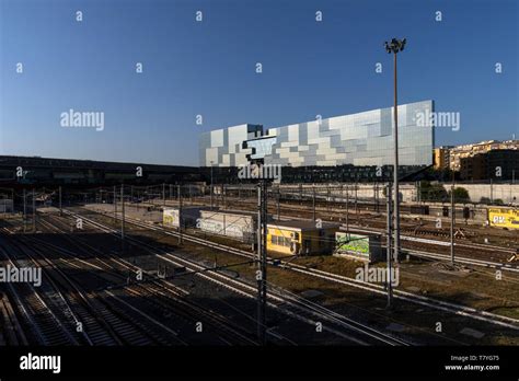 Rome, Italy - July 1, 2018: the imposing architectural structure of the new Tiburtina Station, a ...