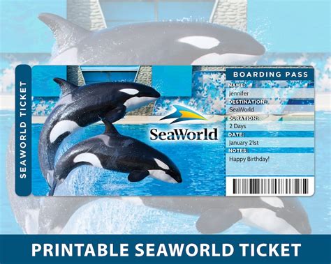 SeaWorld Surprise Trip Reveal Tickets Printable Surprise Sea | Etsy