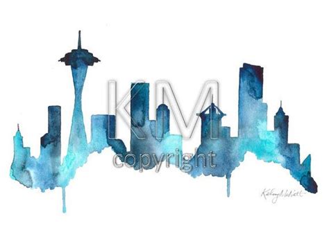 Seattle Skyline Watercolor at PaintingValley.com | Explore collection ...