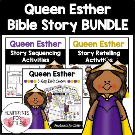 Queen Esther Bible Story Bundle, 5-day Bible Lesson, Sequencing ...