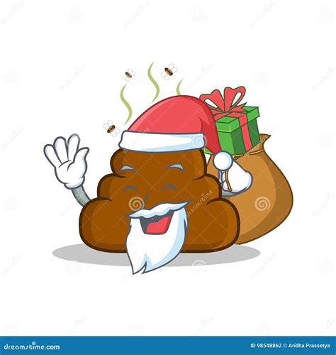 Santa with Gift Poop Emoticon Character Cartoon Stock Vector ...