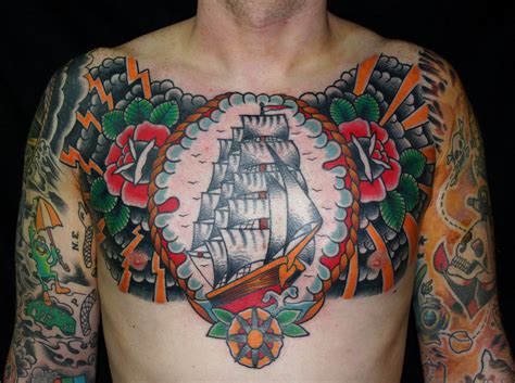 Ship tattoo, Chest piece tattoos, Tattoos