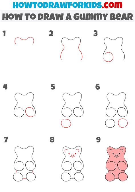 how to draw a gummy bear step by step | Gummy bears, Easy doodles ...