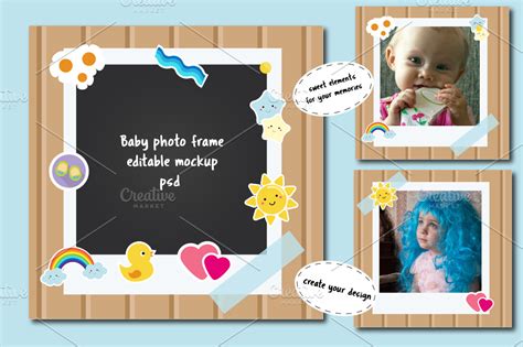 Baby photo frame editable mockup psd ~ Print Mockups ~ Creative Market