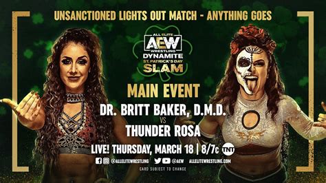 Britt Baker Vs Thunder Rosa Named St. Patrick's Day Slam Main Event