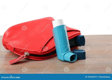 Cosmetic Bag with Asthma Inhalers Stock Image - Image of business ...