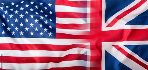 Mixed Flags of the USA and the UK. Union Jack flag. Stock Photo | Adobe ...