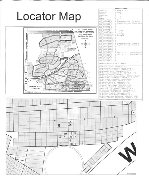 Map Of Mount Hope Cemetery