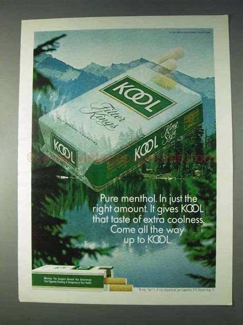 1972 Kool Cigarettes Ad - Pure Menthol