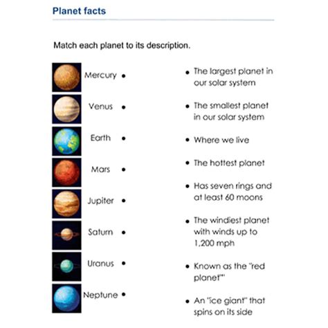 Printable Solar System Worksheet 5 – Free download and print for you.