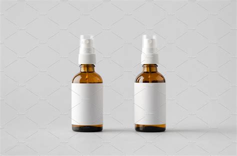 Amber spray bottle mockup label featuring 50ml, advertising, and amber | Health & Medical Stock ...