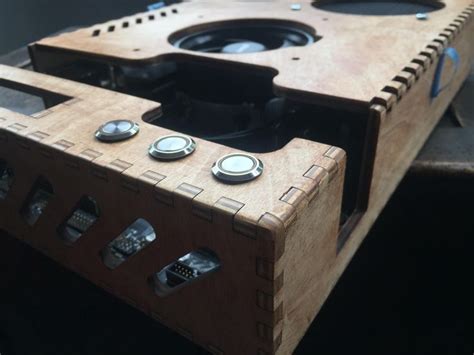 Custom wooden 7.8L mATX computer case build. Click to see the DIY for this and project ...