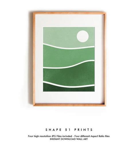 Green art Abstract landscape Minimalist art print Abstract art Green wall art Modern decor Mid ...