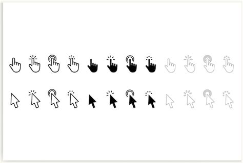 Premium Vector | A set of black and white icons with the cursor cursor ...