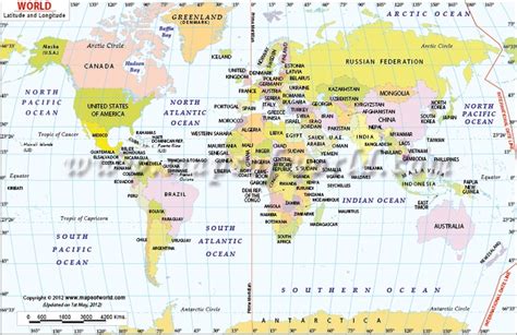 World Map with Latitude and Longitude | Latitude and longitude map, World map latitude, Map ...