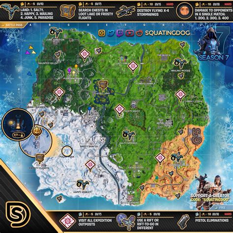 Fortnite Cheat Sheet Map for Season 7, Week 7 Challenges - Fortnite Insider