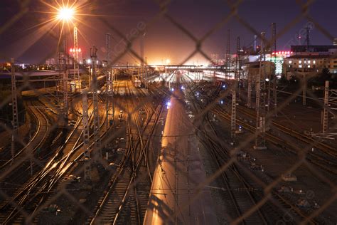 The Gorgeous Scenery Of The Railway Track At Night Background, Rail ...