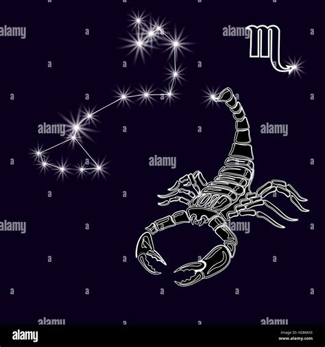 The constellation Scorpius. White scorpion, zodiac sign. Tattoo. Made ...