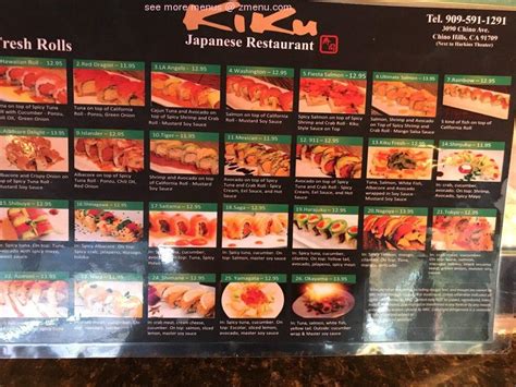 Menu at Kiku Sushi Restaurant, Chino Hills