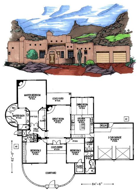 Santa Fe Style Home Floor Plans - floorplans.click