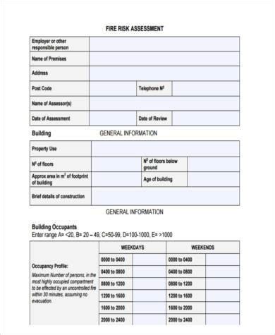 FREE 10+ Sample Fire Risk Assessment Forms in PDF | MS Word | Excel